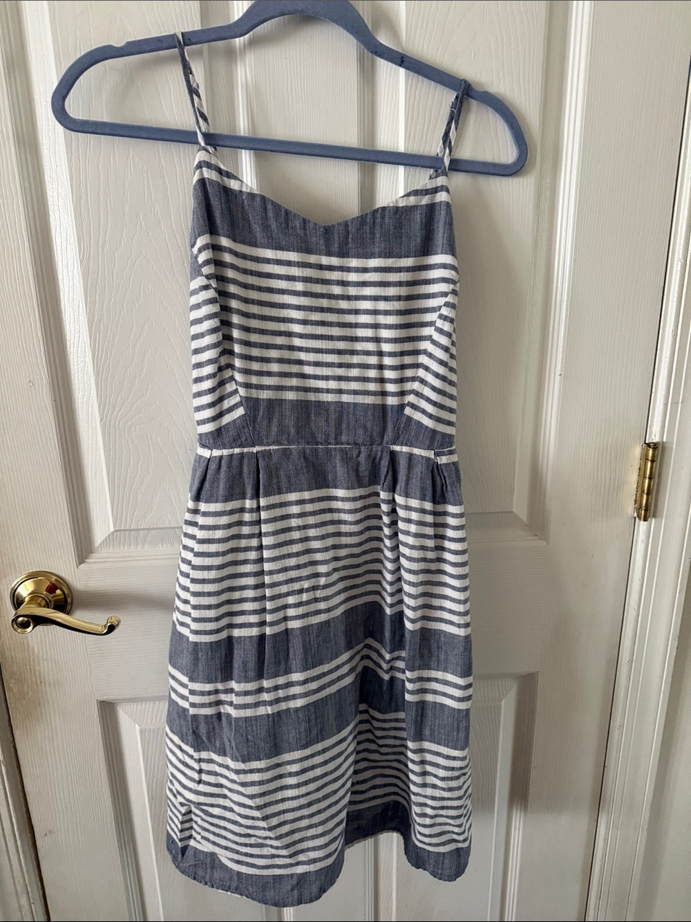 Old Navy Navy and White Striped Spaghetti-Strap Sundress